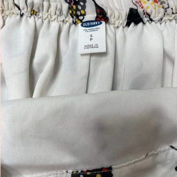 Old Navy Womens Skirt Small S Short White Black Bird Lined Elastic Waist - Picture 8 of 8